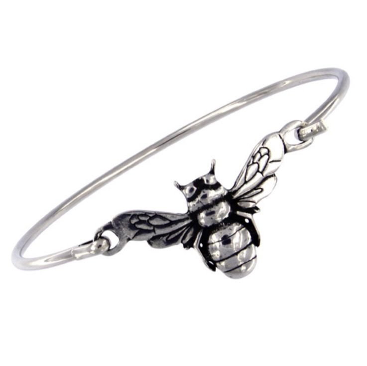 Image 1 of Bee Insect Themed Silver Plated Clip On Bangle
