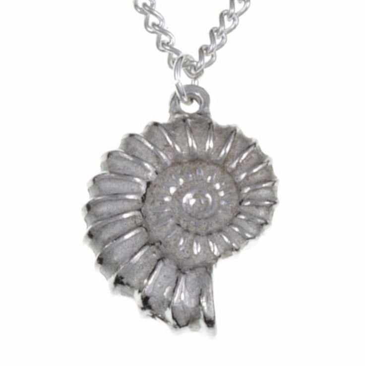 Image 1 of Ammonite Shell Marine Creature Small Stylish Pewter Pendant