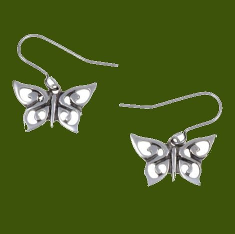 Image 0 of Butterfly Spiral Wings Sheppard Hook Stylish Pewter Earrings