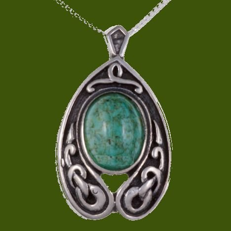 Image 0 of Nouveau Antiqued Celtic Knotwork Iona Glass Stone Stylish Pewter Pendant