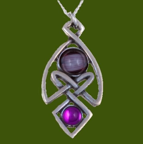 Image 0 of Celtic Knot Antiqued Purple Glass Stone Stylish Pewter Pendant