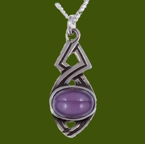 Image 0 of Celtic Twist Antiqued Purple Glass Stone Small Stylish Pewter Pendant