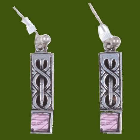 Image 0 of Celtic Knot Square Purple Glass Stone Stylish Pewter Sheppard Hook Earrings