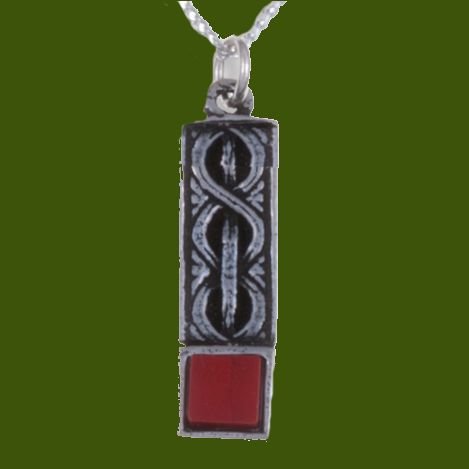 Image 0 of Celtic Knot Antiqued Square Red Glass Stone Small Stylish Pewter Pendant