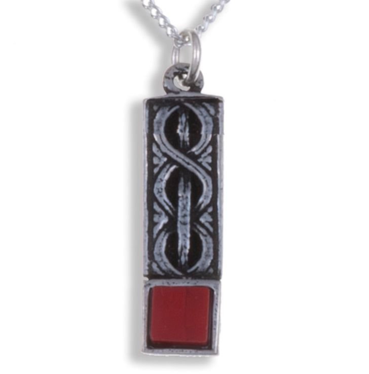 Image 1 of Celtic Knot Antiqued Square Red Glass Stone Small Stylish Pewter Pendant