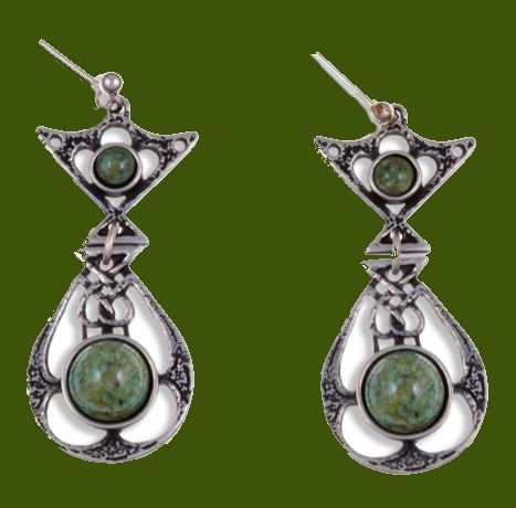 Image 0 of Celtic Knot Ornate Iona Glass Stone Stylish Pewter Sheppard Hook Earrings