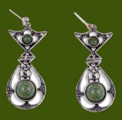 Celtic Knot Ornate Iona Glass Stone Stylish Pewter Sheppard Hook Earrings