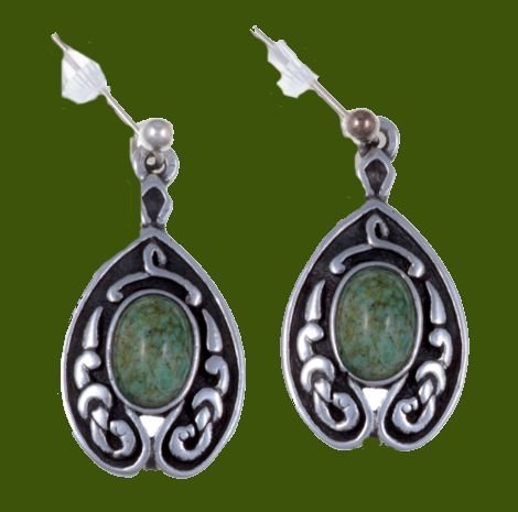 Image 0 of Celtic Knot Nouveau Iona Glass Stone Stylish Pewter Sheppard Hook Earrings