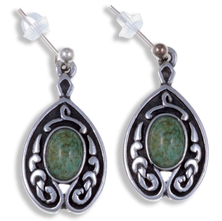 Image 1 of Celtic Knot Nouveau Iona Glass Stone Stylish Pewter Sheppard Hook Earrings