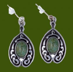 Celtic Knot Nouveau Iona Glass Stone Stylish Pewter Sheppard Hook Earrings