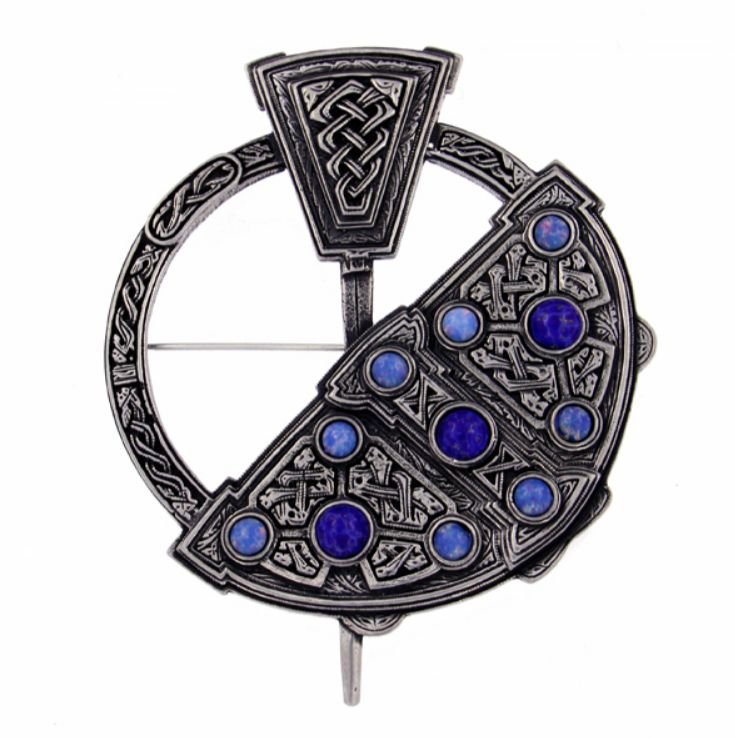 Image 1 of Celtic Serpent Large Round Antiqued Penannular Stylish Pewter Brooch