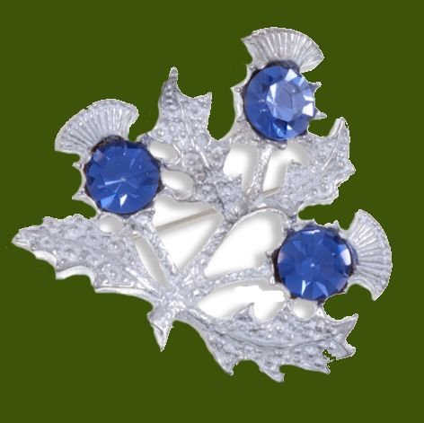 Image 0 of Triple Flower Antiqued Light Purple Glass Stone Thistle Stylish Pewter Brooch