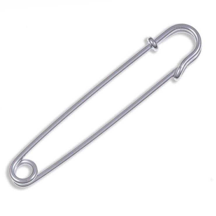 Image 1 of Simple Plain Safety Pin Large Chrome Plated Kilt Pin