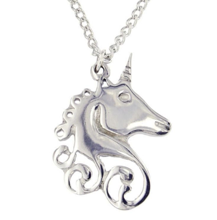 Image 1 of Unicorn Swirl Mystical Creature Themed Stylish Pewter Pendant