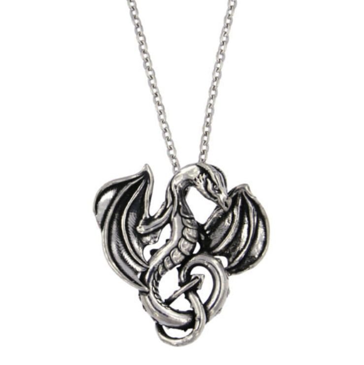 Image 1 of Winged Dragon Mystical Creature Themed Small Stylish Pewter Pendant