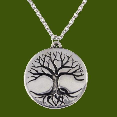 Image 0 of Tree Of Life Engraved Round Disc Stylish Pewter Pendant