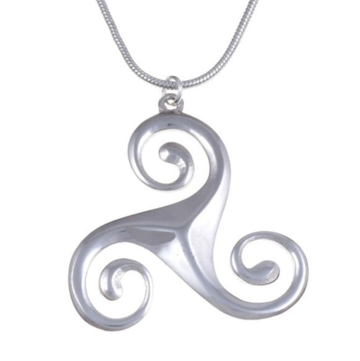 Image 1 of Celtic Triscele Bevelled Open Polished Stylish Pewter Pendant