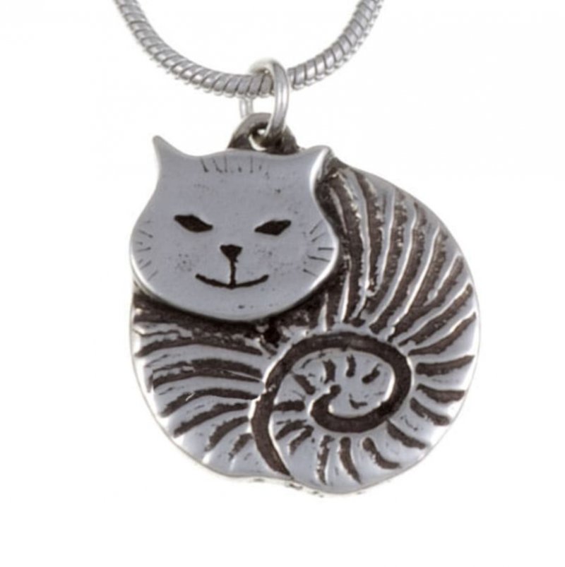 Image 1 of Fat Cat Animal Themed Small Stylish Pewter Pendant