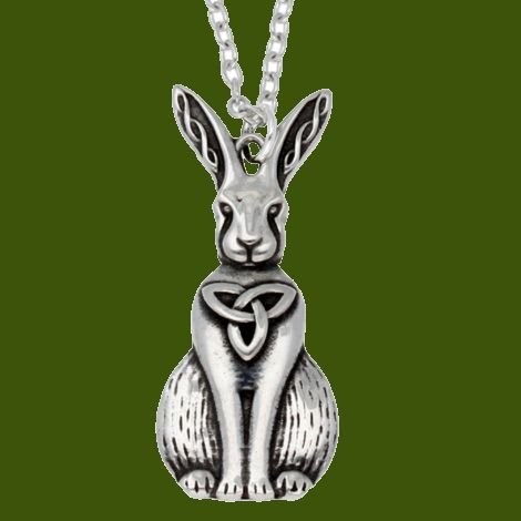 Image 0 of Hare Celtic Open Knotwork Animal Themed Stylish Pewter Pendant