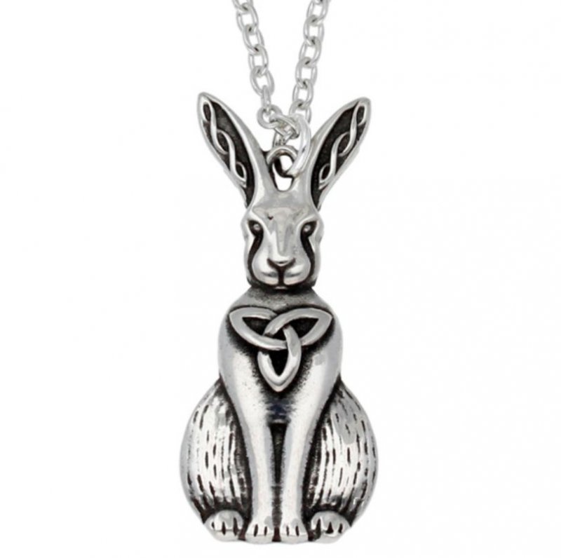 Image 1 of Hare Celtic Open Knotwork Animal Themed Stylish Pewter Pendant