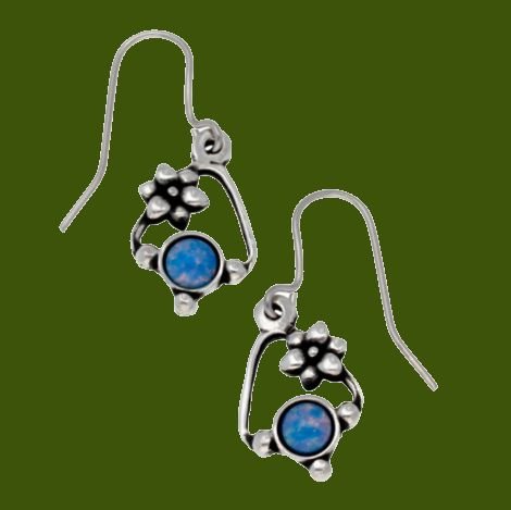 Image 0 of Flower Knot Opal Glass Stone Stylish Pewter Sheppard Hook Earrings