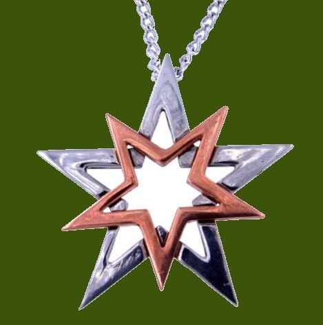 Image 0 of Double Star Polished Copper Plated Stylish Pewter Pendant