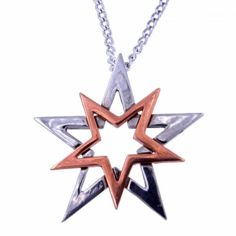 Image 1 of Double Star Polished Copper Plated Stylish Pewter Pendant