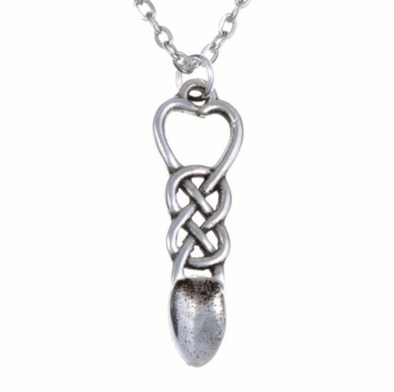 Image 1 of Love Spoon Celtic Open Knotwork Stylish Pewter Pendant