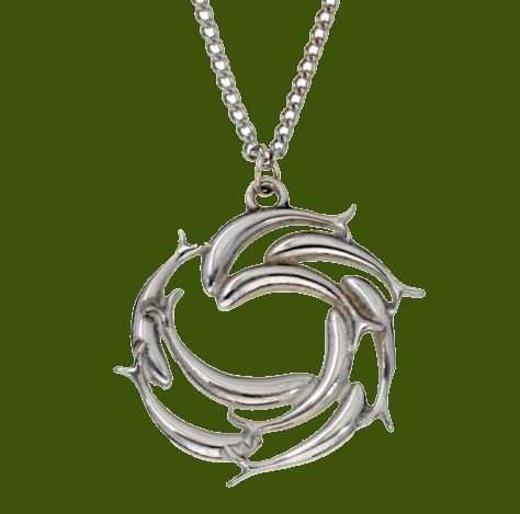 Image 0 of Swirl Of Fish Marine Creature Themed Stylish Pewter Pendant