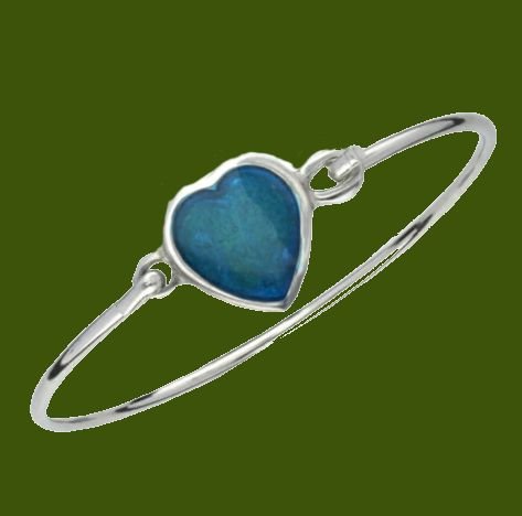 Image 0 of Blue Enamel Heart Pewter Framed Silver Plated Clip On Bangle