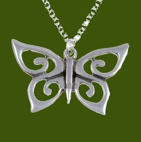 Image 0 of Butterfly Spiral Wings Insect Themed Stylish Pewter Pendant