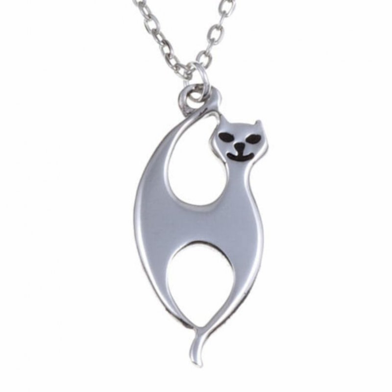 Image 1 of Slim Cat Animal Themed Polished Stylish Pewter Pendant