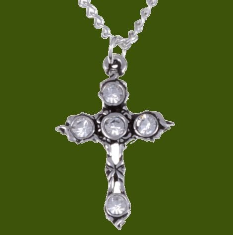 Image 0 of Cross Clear Crystal Stones Stylish Pewter Pendant