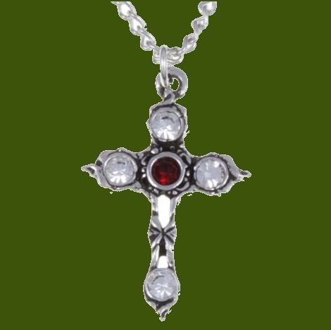 Image 0 of Cross Ruby Red Crystal Stones Stylish Pewter Pendant