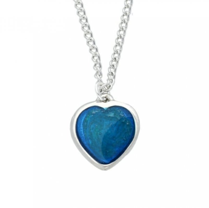 Image 1 of Love Heart Blue Enamel Small Stylish Pewter Pendant