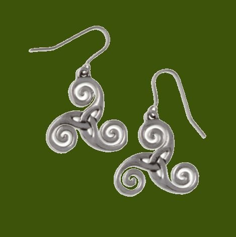 Image 0 of Celtic Triscele Knotwork Stylish Pewter Sheppard Hook Earrings