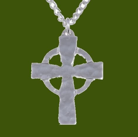 Image 0 of Celtic Cross Plain Hammered Stylish Pewter Pendant