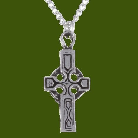 Image 0 of Celtic Cross Engraved Flat Stylish Pewter Pendant