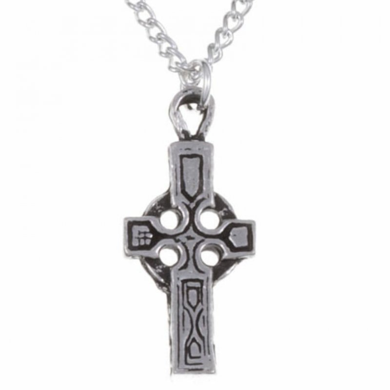 Image 1 of Celtic Cross Engraved Flat Stylish Pewter Pendant