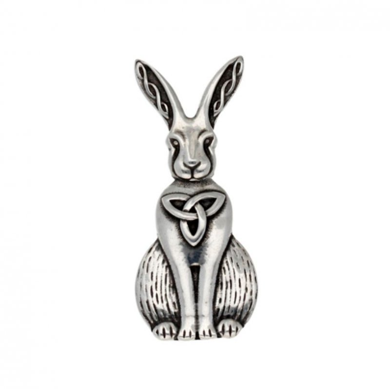 Image 1 of Hare Celtic Open Knotwork Animal Themed Stylish Pewter Brooch