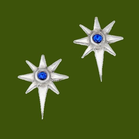 Image 0 of Christmas Star Blue Crystal Small Stud Stylish Pewter Earrings