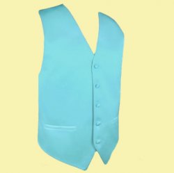 Aqua Turquoise Formal Groomsmen Groom Wedding Vest Mens Waistcoat 
