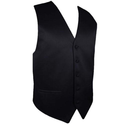 Image 1 of Black Formal Groomsmen Groom Wedding Vest Mens Waistcoat 