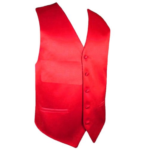 Image 1 of Cherry Red Formal Groomsmen Groom Wedding Vest Mens Waistcoat 