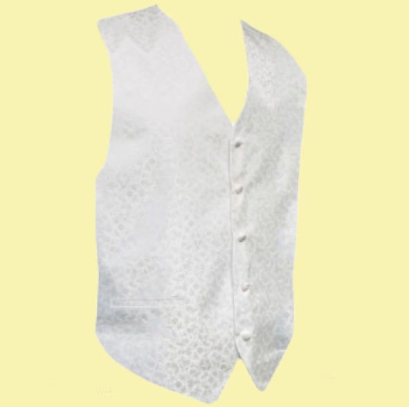 Image 0 of White On White Floral Pattern Groom Formal Wedding Vest Mens Waistcoat 