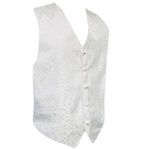 Image 1 of White On White Floral Pattern Groom Formal Wedding Vest Mens Waistcoat 