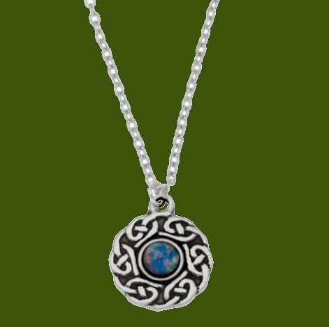 Image 0 of Celtic Knotwork Opal Glass Stone Circular Small Stylish Pewter Pendant