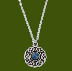 Celtic Knotwork Opal Glass Stone Circular Small Stylish Pewter Pendant