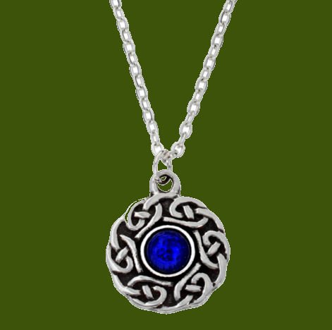 Image 0 of Celtic Knotwork Lapis Lazuli Glass Stone Circular Small Stylish Pewter Pendant