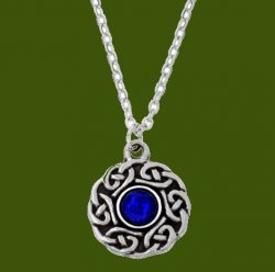 Celtic Knotwork Lapis Lazuli Glass Stone Circular Small Stylish Pewter Pendant